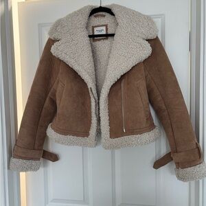 Abercrombie & Fitch Brown Teddy Jacket with Cream Accents